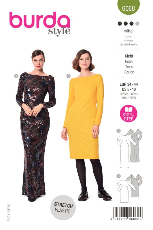Schnittmuster Kleid, Abendkleid Burda 6068