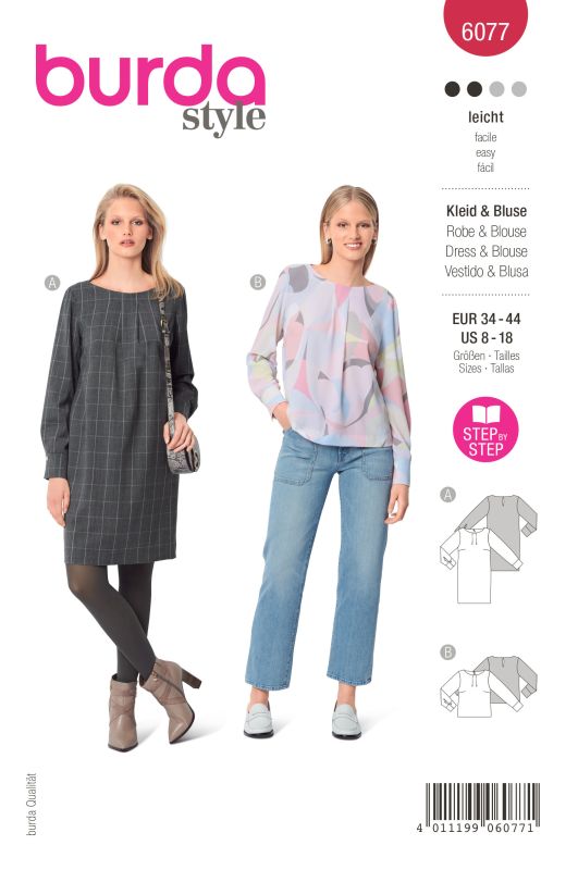 Schnittmuster Kleid, Bluse  Burda 6077