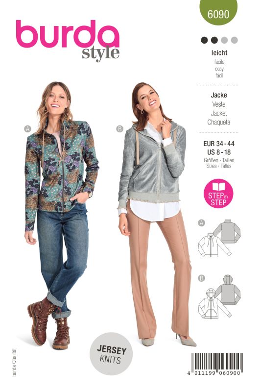 Schnittmuster Sweatjacke Burda 6090