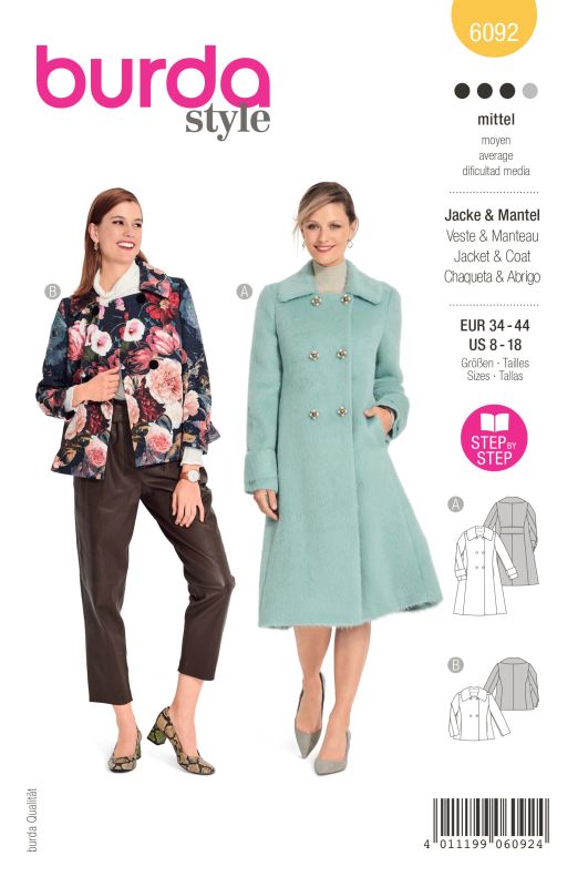 Schnittmuster Mantel, Jacke Burda 6092