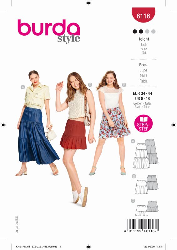 Schnittmuster Rock Burda 6116