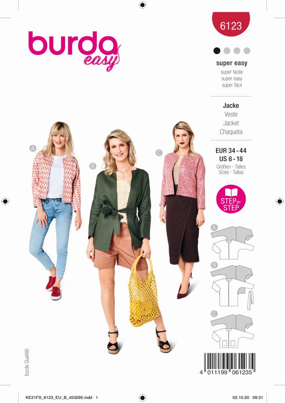 Schnittmuster Jacke Burda 6123