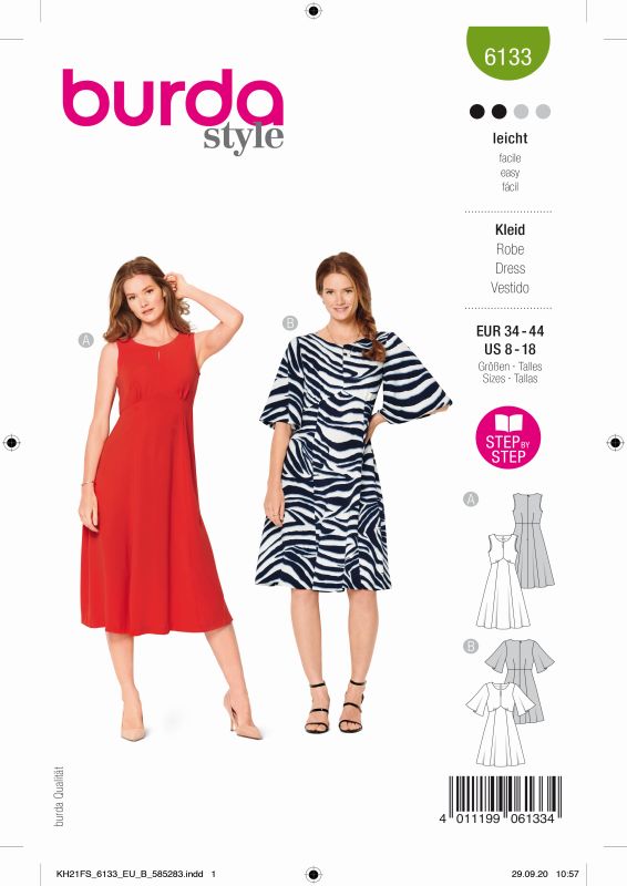 Schnittmuster Kleid  Burda 6133