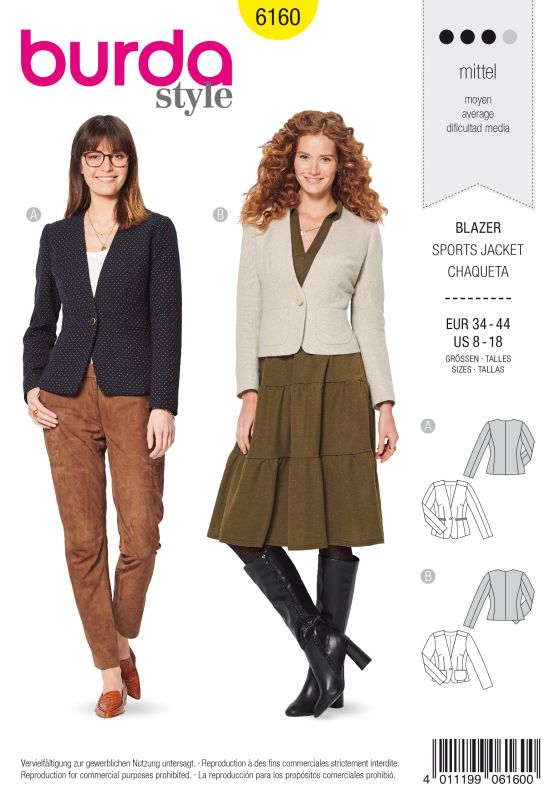 Schnittmuster Blazer Burda 6160