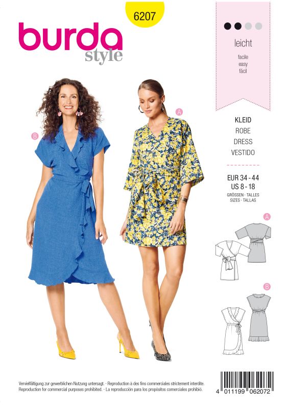 Schnittmuster Wickelkleid Burda 6207