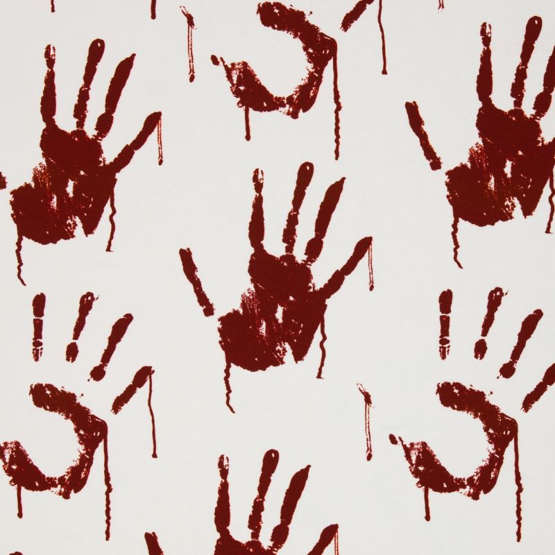 French Terry Halloween Hände Weiß/Rot