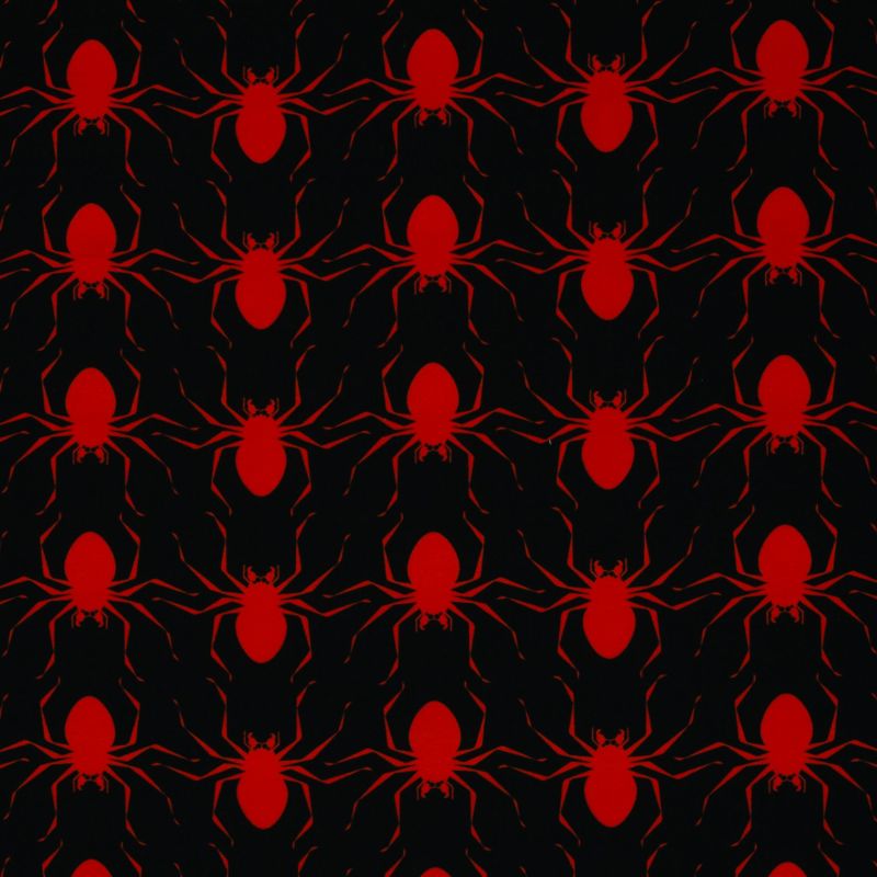 French Terry Hallowenn Spinnen Schwarz/Rot