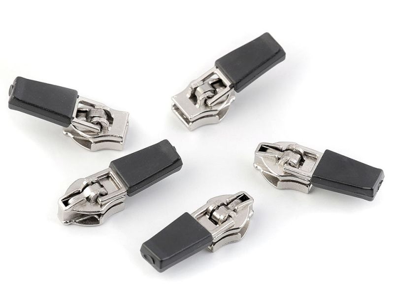 Zipper/Schieber 5 mm fein Wasserfest Silber/Schwarz