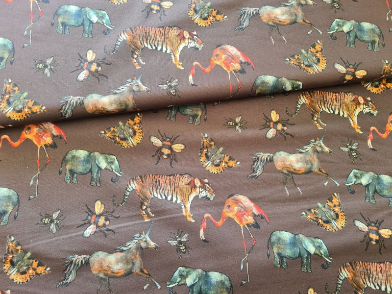 Baumwolle Zoology by Poppy Dunkelbraun