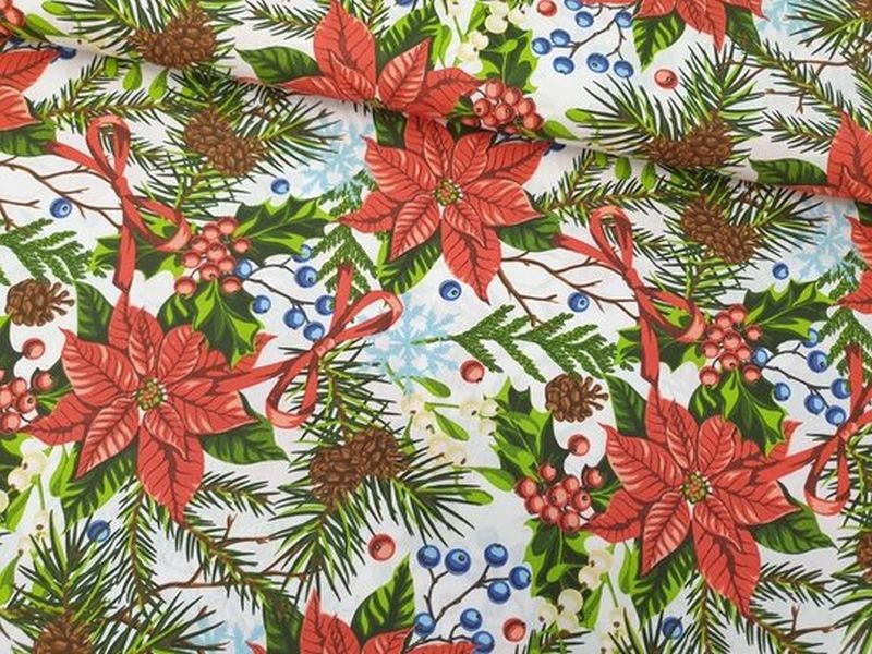 Baumwolle Weihnachten Mispel Weiß