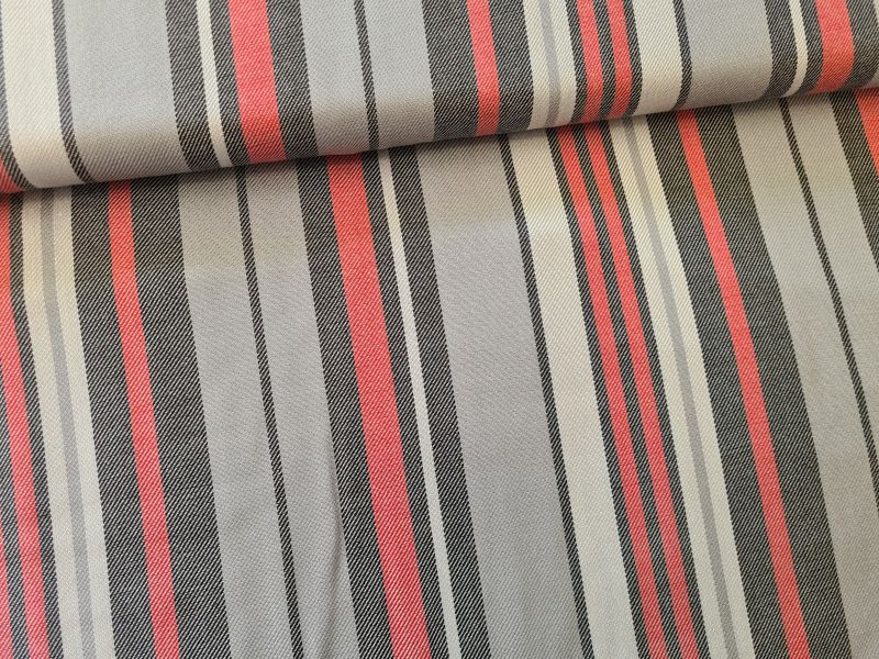 Viscose Streifen Grau/Rot