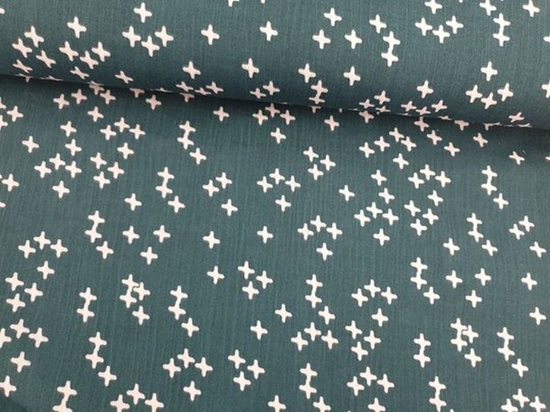 Blusenstoff Helene Kreuze petrol