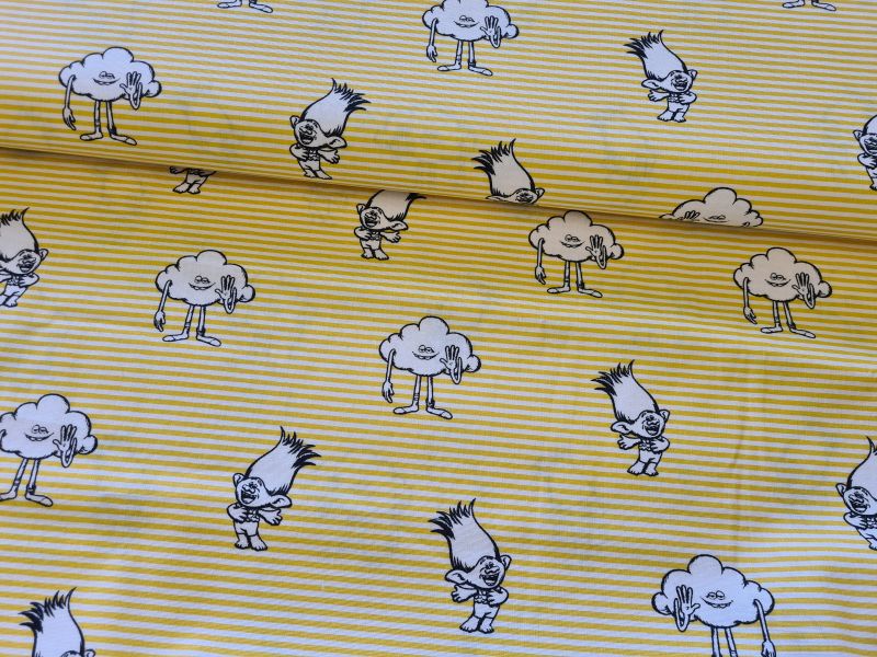 Baumwolle Dreamwors Trolls Streifen Gelb