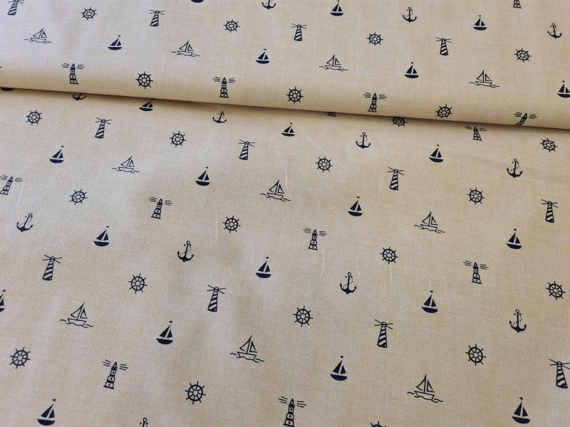 Baumwolle Maritim by Poppy Hellbraun