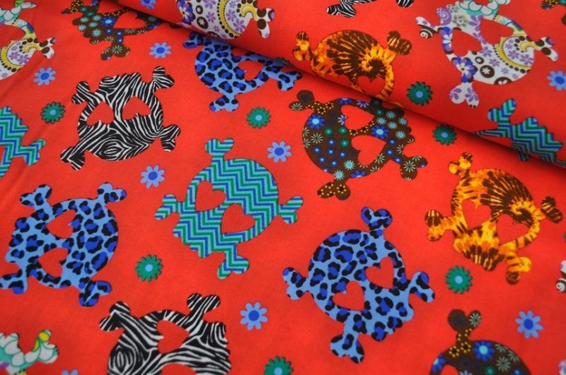 Baumwolle Little Darling Totenkopf Rot