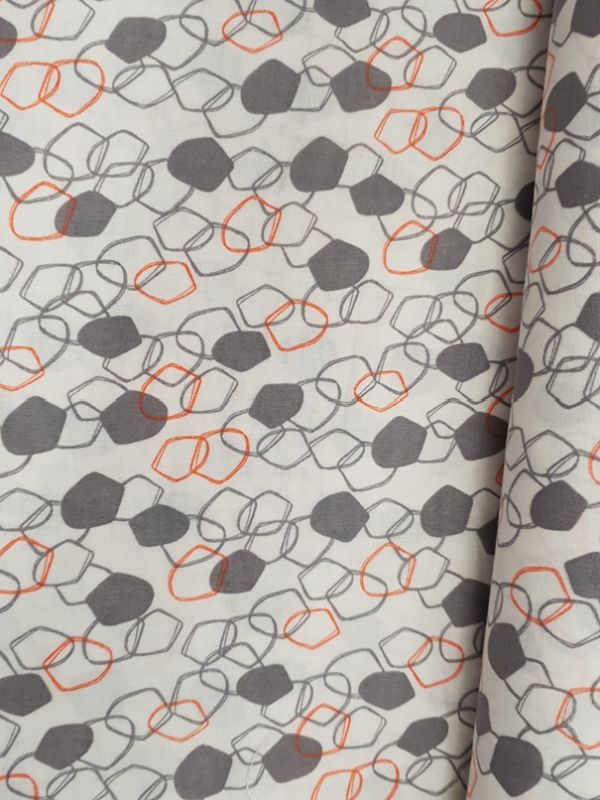 Double Gauze (Musselin) Muster/kreise grau/organe