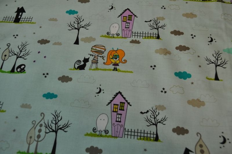 Riley Blake Too cute to spook Dorf hellblau