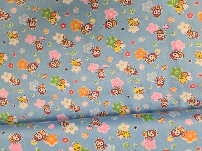 Baumwolle Love Bienchen Blau