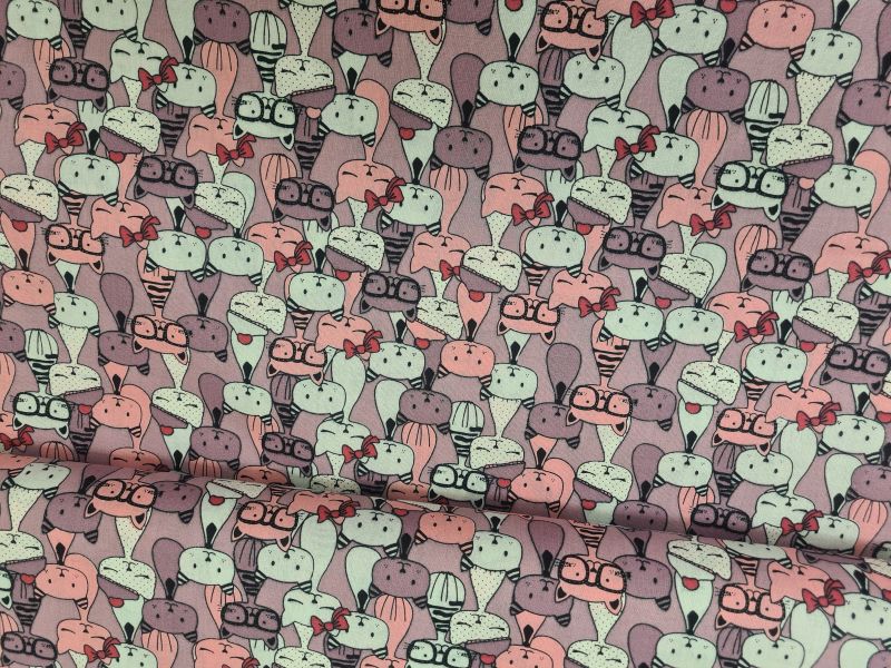 Baumwolle Katzen Mauve