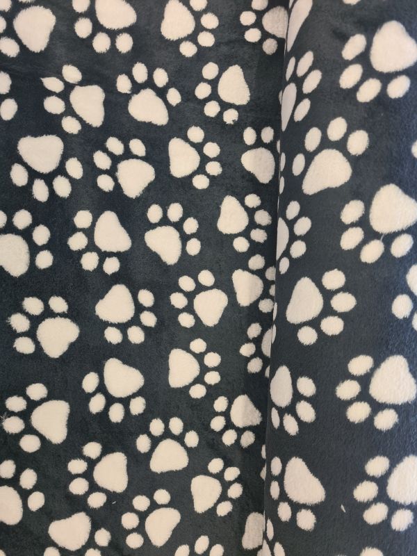 Mikrofleece Pfoten/Tatzen Schwarz/Weiß