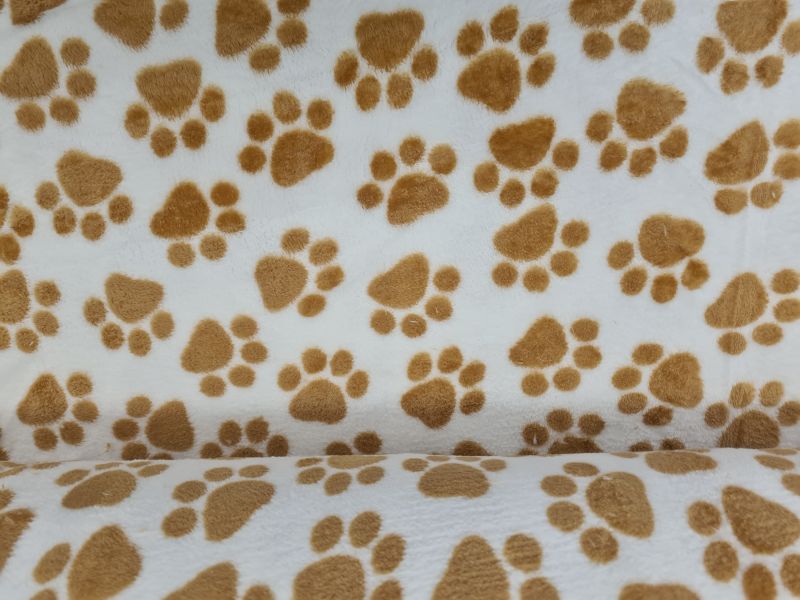 Mikrofleece Pfoten/Tatzen Creme/Hellbraun