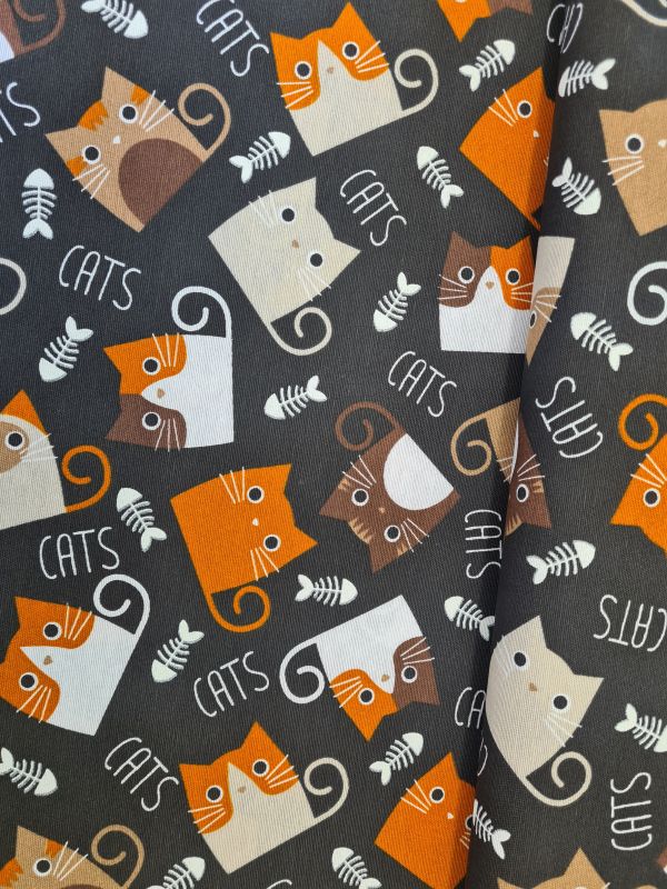 Dekostoff Katzen Schwarz