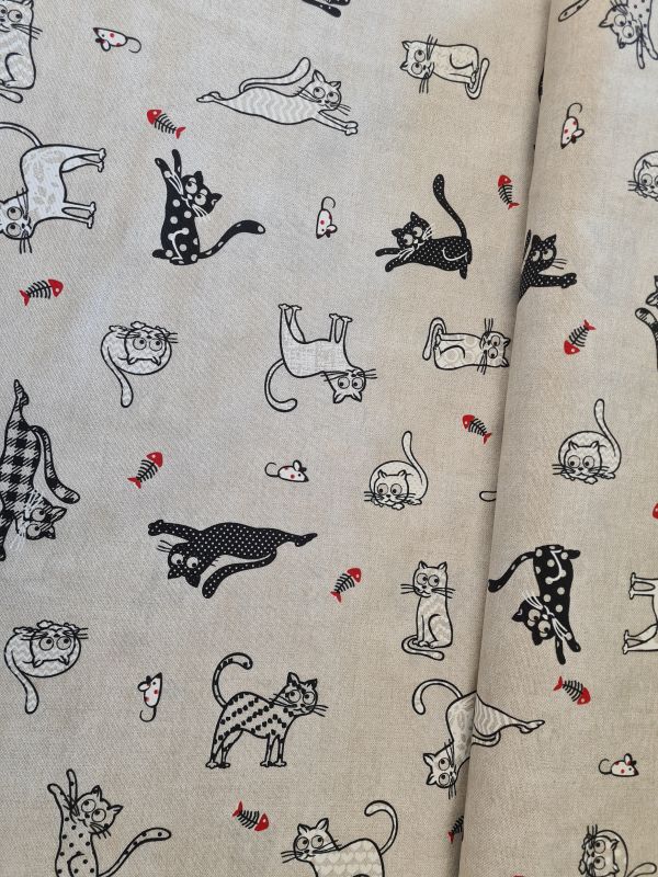 Dekostoff Katzen Natur