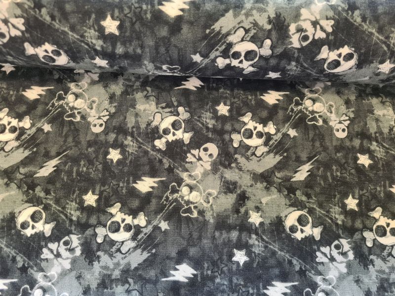 French Terry Skull grautöne