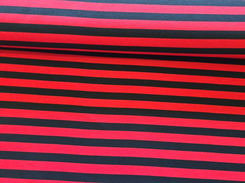 Jersey 1,4 cm Streifen rot/schwarz