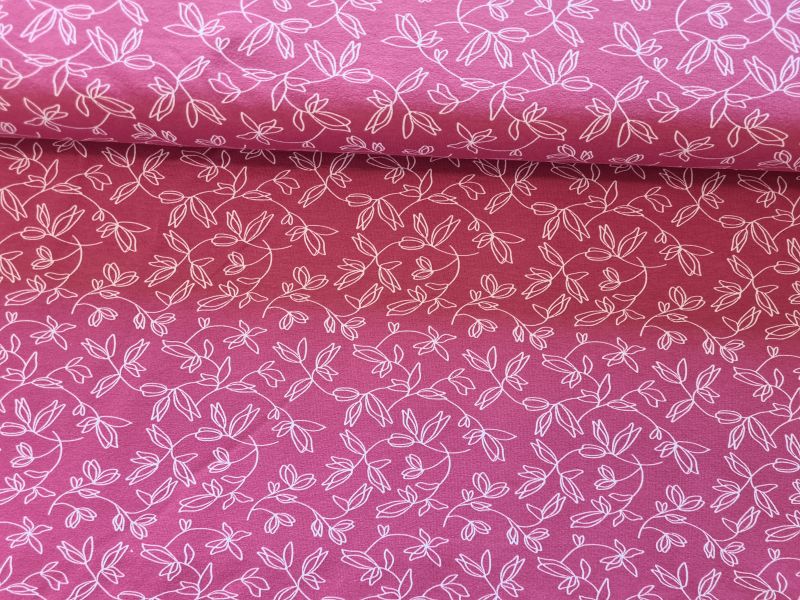 Jersey mit floralem Line-Art-Muster Altrosa