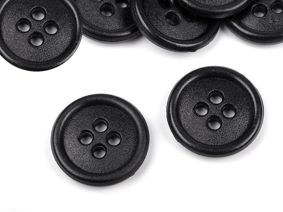 Knopf 15mm 4-Loch 15mm Schwarz