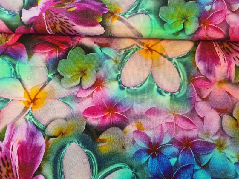 French Terry Tropical Flower Fuchsia