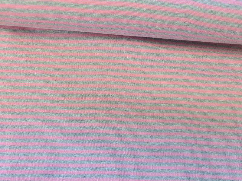 Albstoffe Ringel Bündchen hellgrau/rosa