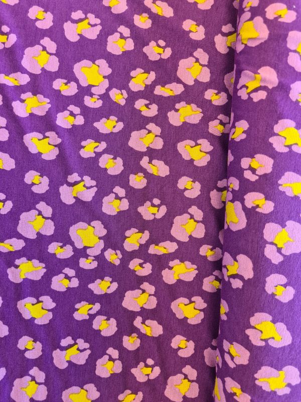 Viscose Jersey abstrakte Blumen Lila