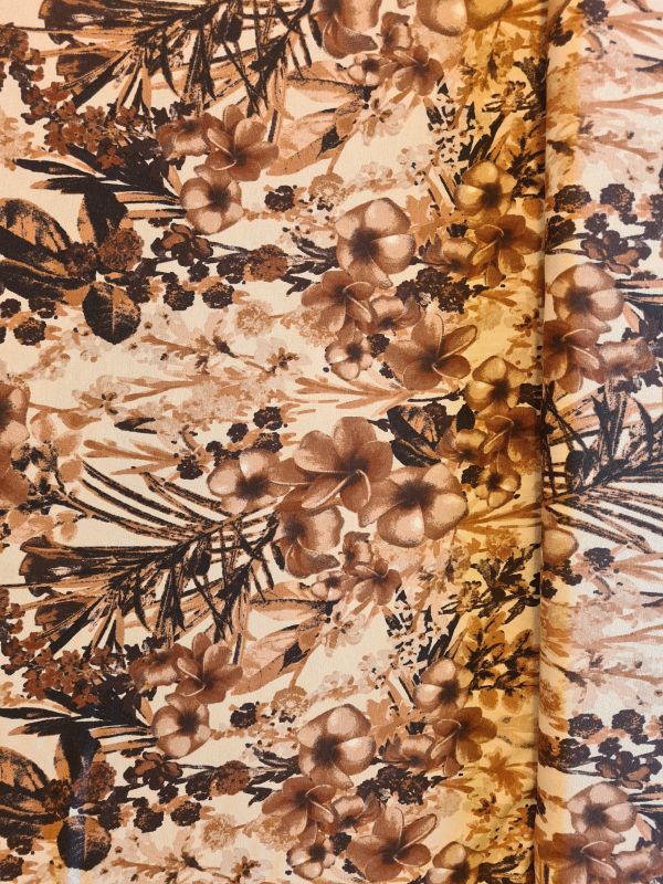 Viscose Jersey Blumenzweig braun