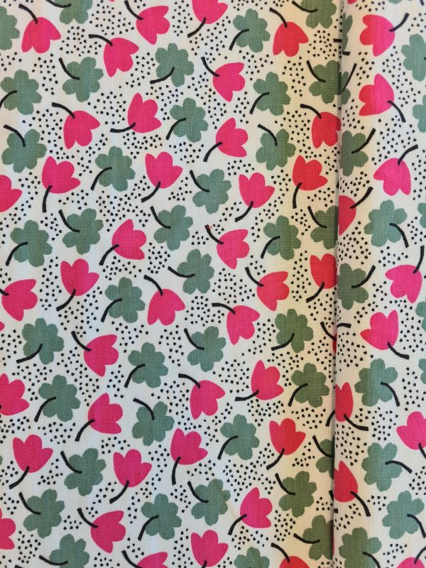 Viscose Jersey Blümchen Grün Pink