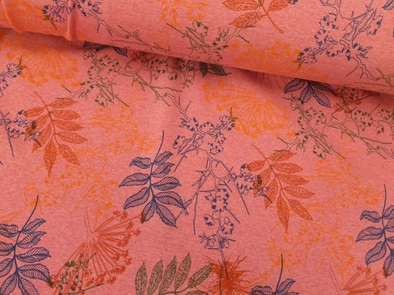 Alpensweat Blumen/Blätter Pink
