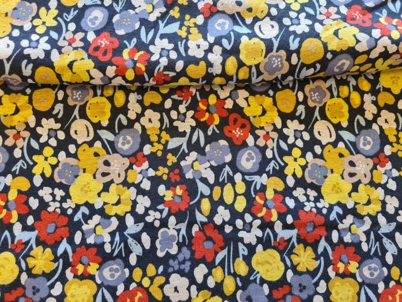 Alpensweat Blumen Dunkelblau