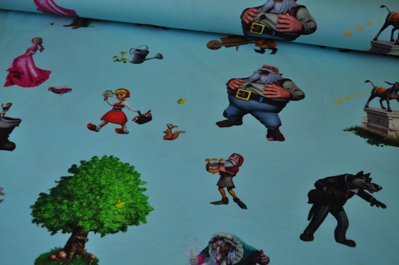 Jersey Efteling Märchenbaum Figuren hellblau