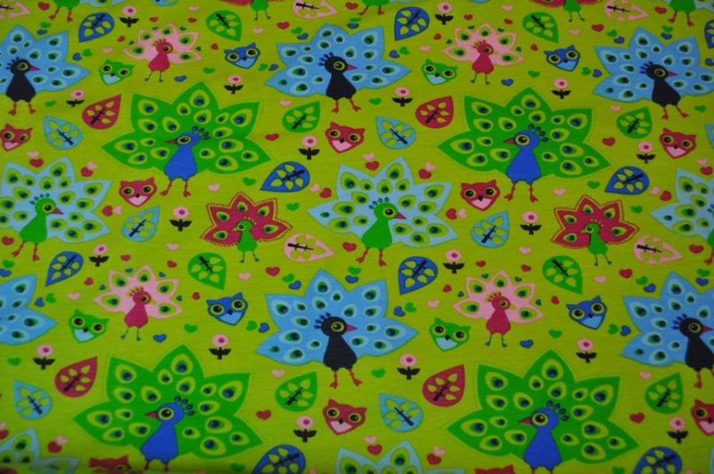 Jersey/Interlock Pfau grün