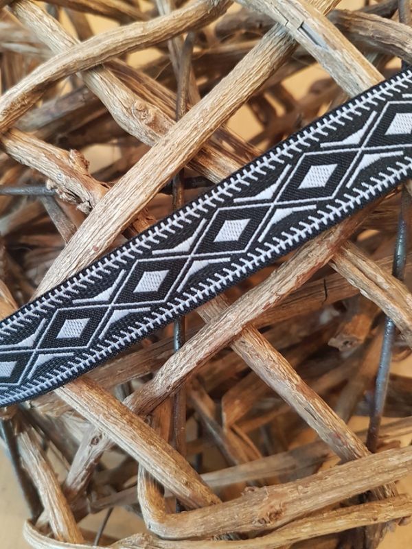 Webband Rauten Schwarz/Weiß