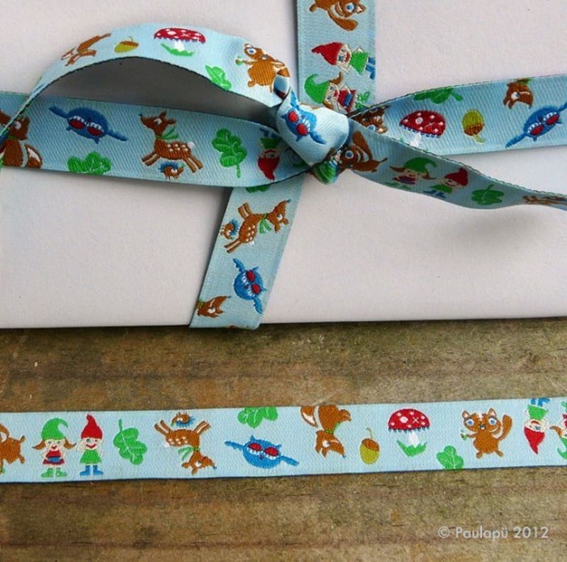 Webband Farbenmix Waldzwerbenpost Hellblau