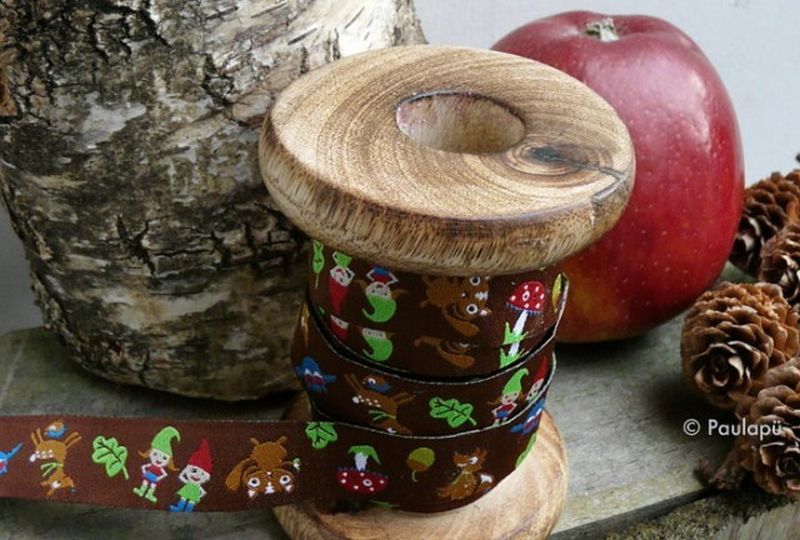 Webband Farbenmix Waldzwerbenpost Braun