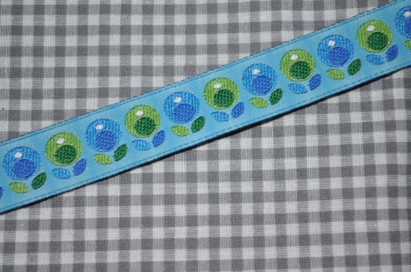 Webband Tante Ema Blumenreigen blau