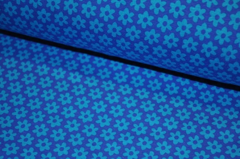 Jersey Blumen Türkis/Aqua