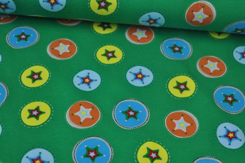 Jersey little Darling Sterne/Kreise grün