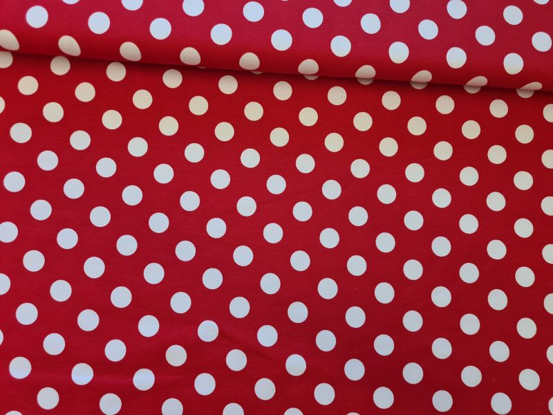 Jersey Punkte Rot Weiß 1,5cm