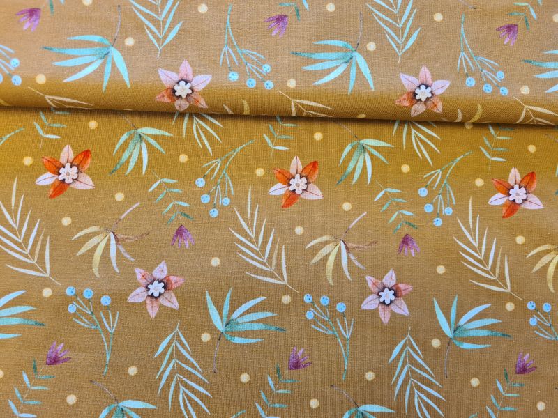 Jersey Sternblumen und Blätter Ocker