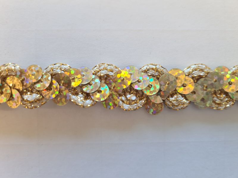 Paillettenband auf Zackenlitze 16mm Gold