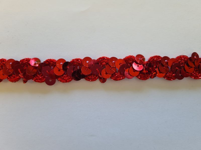 Paillettenband auf Zackenlitze 16mm Rot
